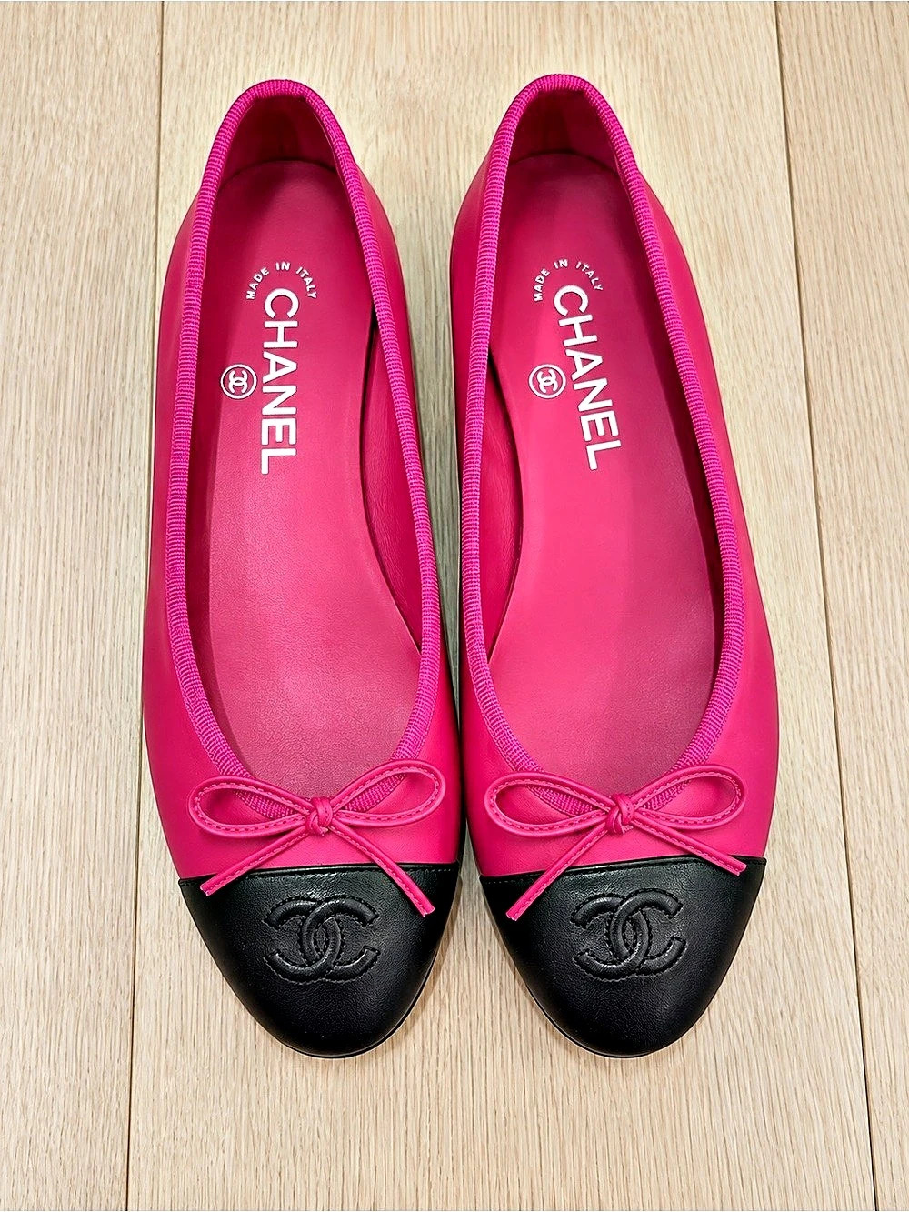 Chanel CC Cap Toe Ballerina Flats in Pink